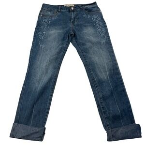 GUESS Girls Denim Jeans Cropped‎ Size Youth 14 Embroidered Design